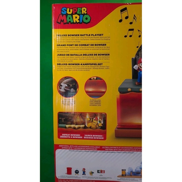 NIP Nintendo Super Mario Bros‎ Deluxe Bowser Battle Action Figure Playset Lights - Picture 5 of 6